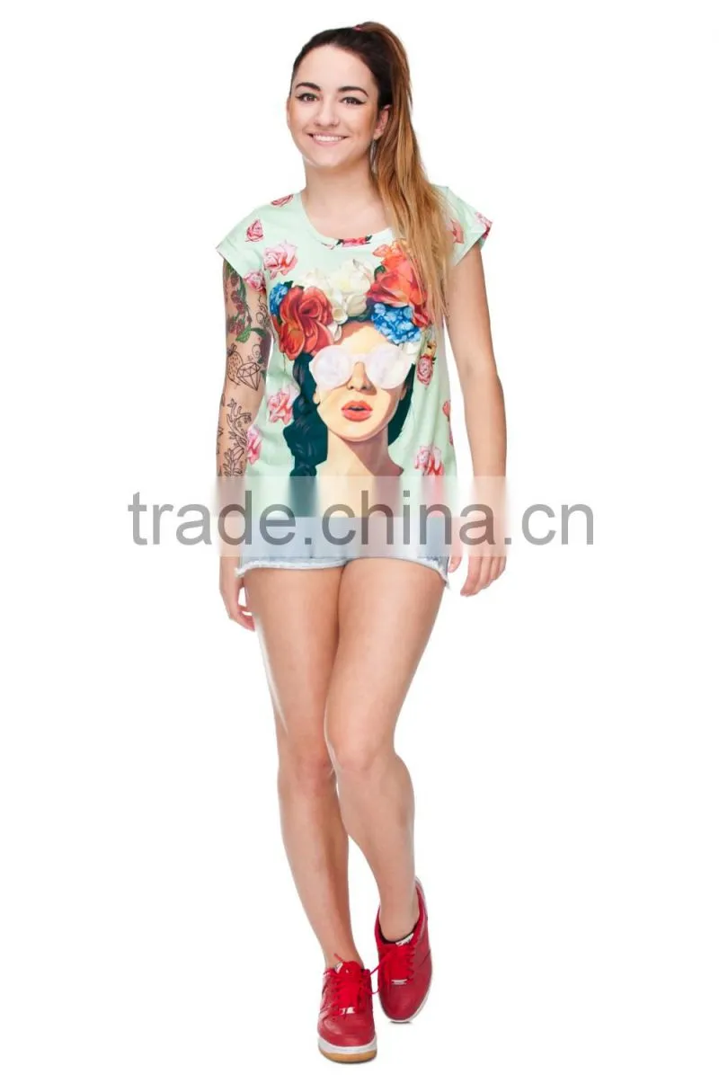 Brand New Custom 3D Printing Hipster Girl Fabric Rock T-shirt