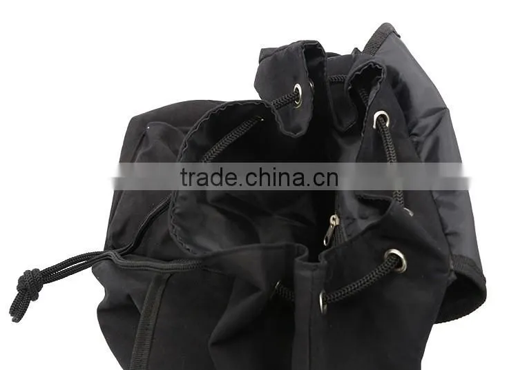 Fashion canvas polyester travel backpack bags with drawstring closure