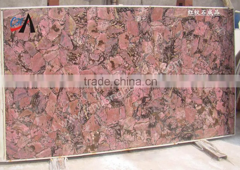 Rhodonite semi precious stone slab for table top,wall tile,TV background