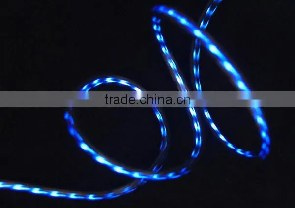 micro usb2.0 led usb cable for mobile phone data transfer and charging 0.8m