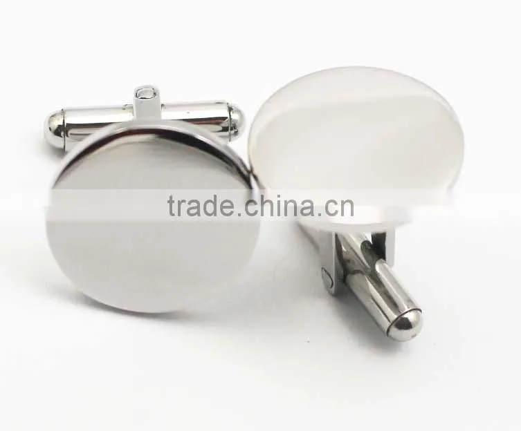 Personalized Logo Women Men Stainless Steel Round Blank Gold Cufflinks