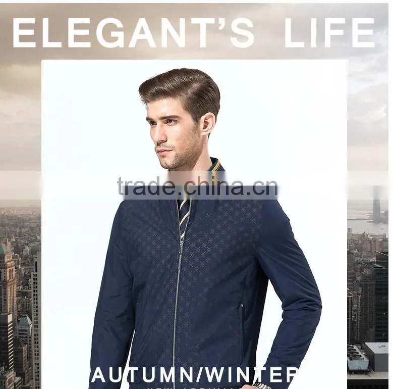 Navy Blue Casual Polyester Jacket Regular Fit Full Sleeves Jacket