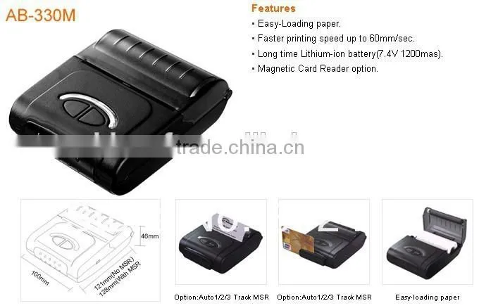 Bizsoft high quality!Zonerich AB-330M Bluetooth Interface Mobile printer