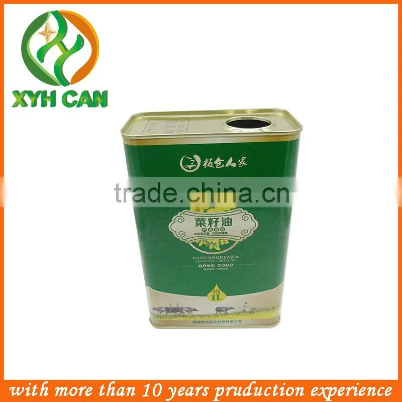 Food grade tall olive oil tin can, empty food tin can