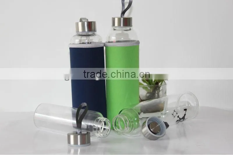 2014 fashion protecting bush glass bottles for lady