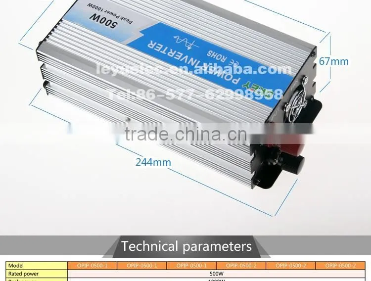 Household off-grid solar power inverter DC to AC CE RoHS OPIP-500 12v to 110v/220v high frequency sine wave power inverter