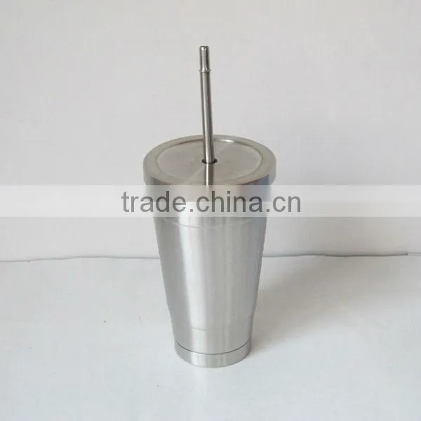 16oz double wall stainless steel straw mug, coffee tumbler, New type Starbuck Straw Tumbler