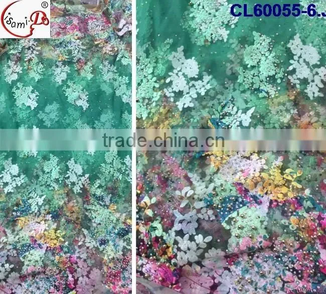 CL60055 New arrive good quality african tulle french lace with stones,shinning beads french lace