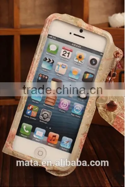 Fashionable Painting PU Leather Case With Sliding For iphone 6
