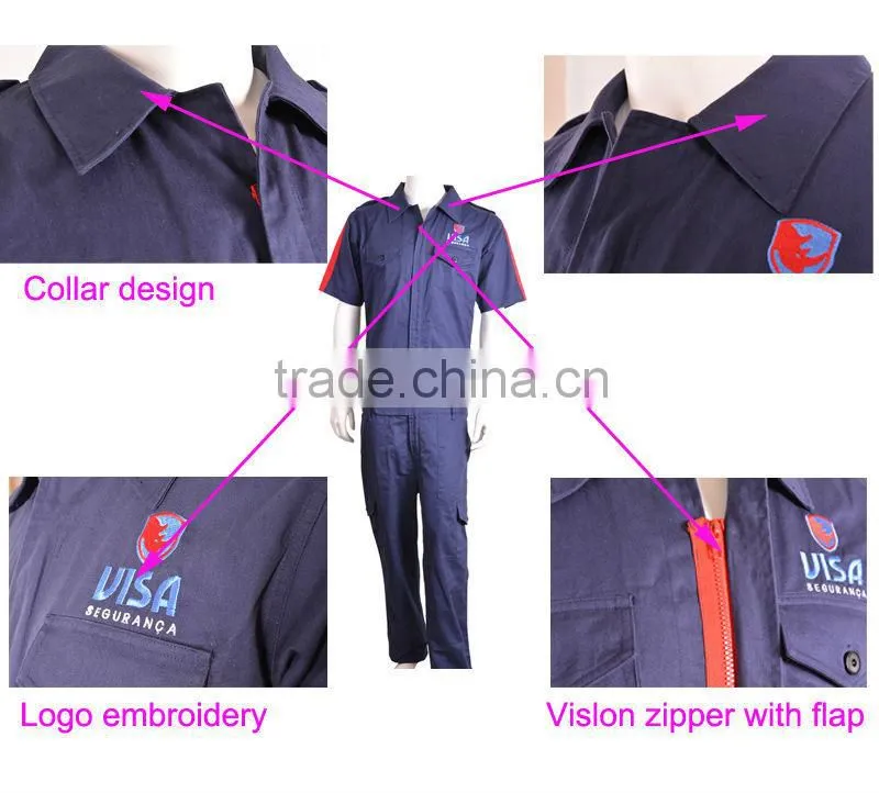 OEM men's VISA cotton short sleeve coverall workwear
