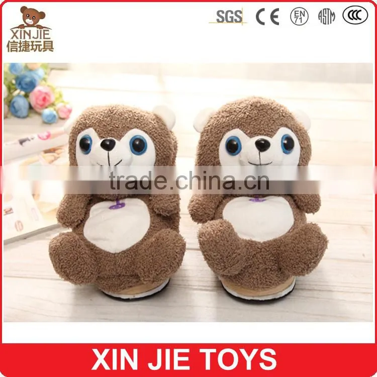 2015 newest plush bear slippers good quality plush slippers manufactuer winter warmly plush slippers