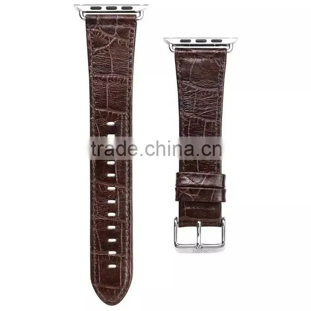 Hot Sale crocodile grain real leather watch band for Apple watch