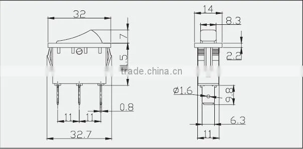 SC792 BAOKEZHEN long square single pole Rocker Switch, UL approved