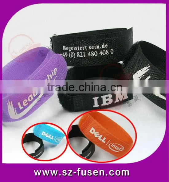 Custom Fastener magic tape Cable Ties With White