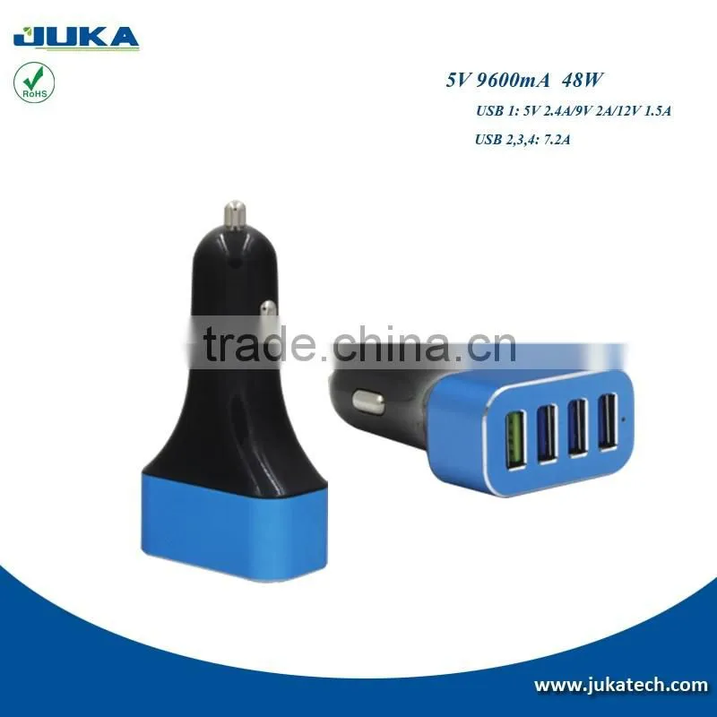 Portable Electric 4 port usb car charger for iphone ipad and Android phone