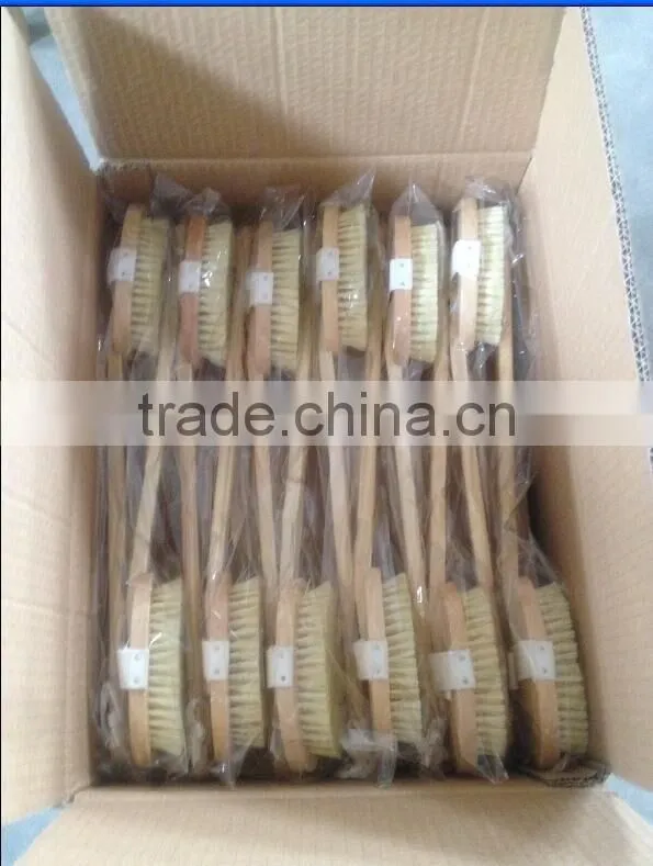 High quality long handle wooden dry skin exfoliating body brush
