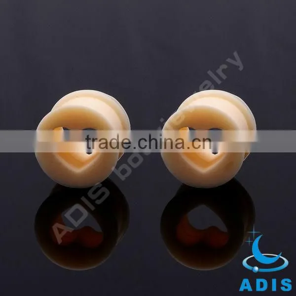 silicon ear studs tunnel earrings with heart-shape hollow