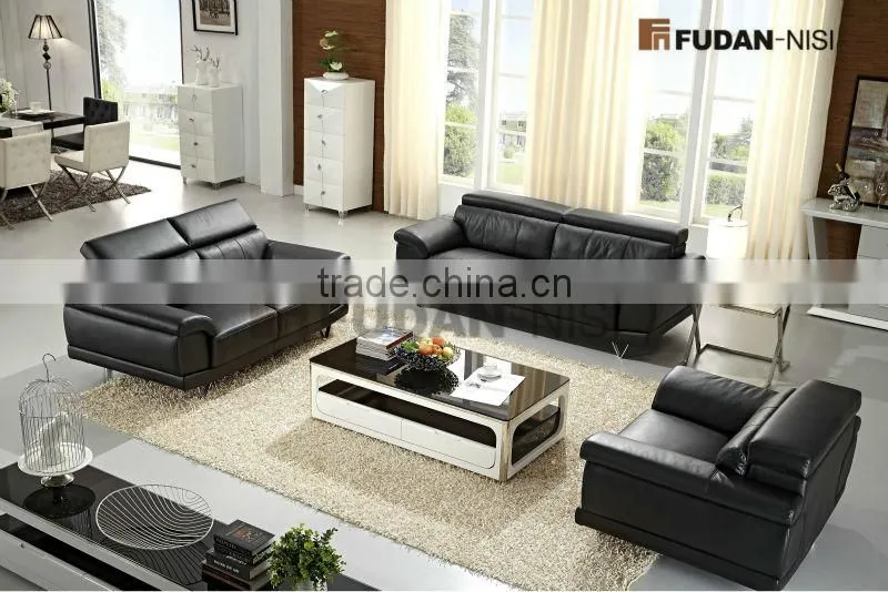 Italy black genuine leather sectionals sofas