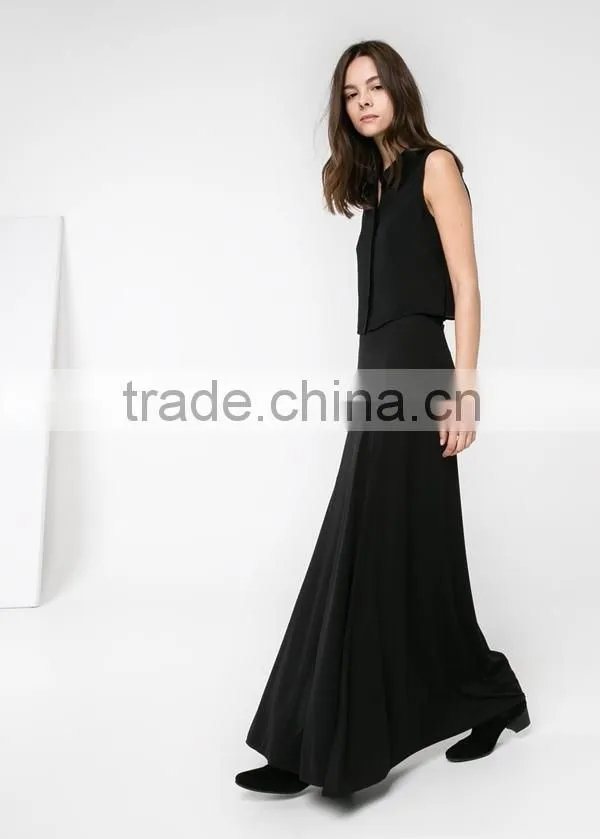 Fashion black long skirt latest design stretch woman long gypsy skirts