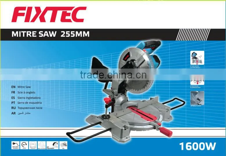 FIXTEC high quality 255mm 1600W compound double mitre saw for aluminum