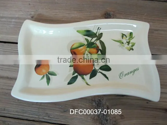 Orange Decal Ceramic Kitchen Utensil Holder/ Organizer with Wooden Spoons & Iron Stirrer