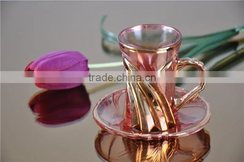 luxury gold glass cup and saucer