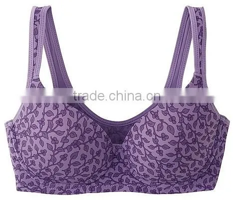 hot sell ladies underwear flower microfiber soft comfortable supported sport bra