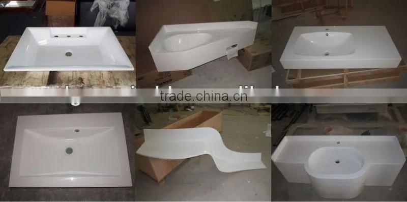 Glossy white bathroom wash basin artificial stone basin
