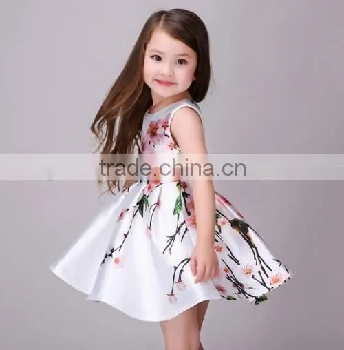 2016 summer hot sale baby girl children dress models satin material cheap flower children latest fashion dress designs