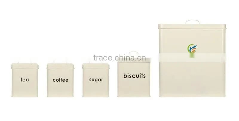 Set of 5 Square Metal Storage Canisters