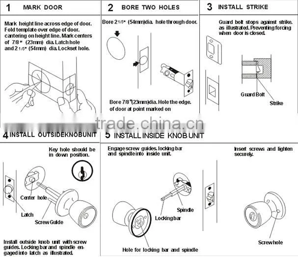 3101 Hotel Safety Tubular Zinc Alloy Lever Handle Door Lock