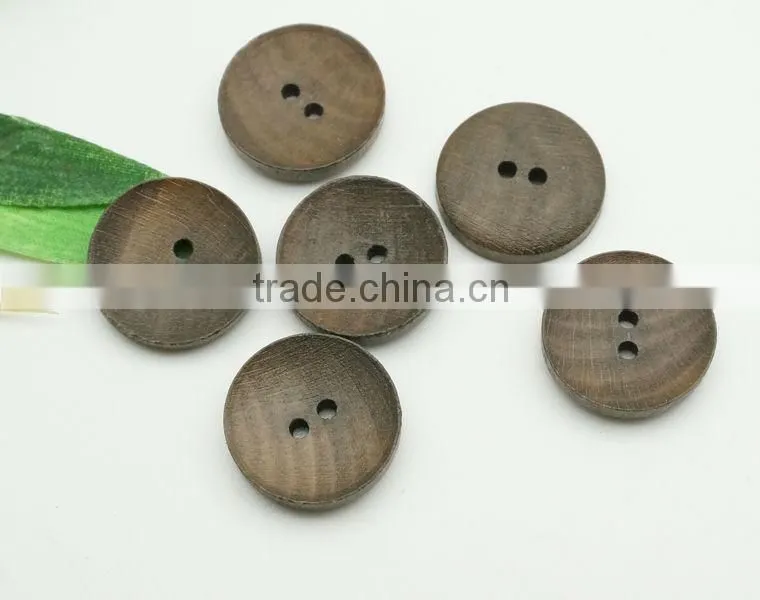 2 Holes Grey Wood Buttons