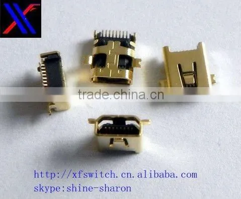 8 pin mini usb connector brass-plated