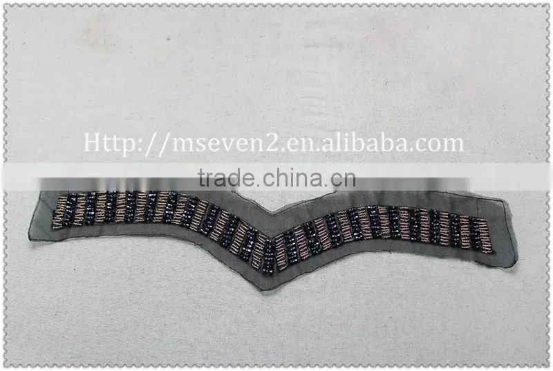 2016 New Design navy color glass bead necklace, champagne beads collar, multi layer bead necklace for garment