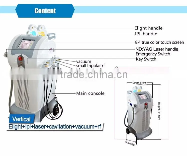 Hot sell multifunction 8 in 1 elight ipl cavitation rf hair removal software ipl