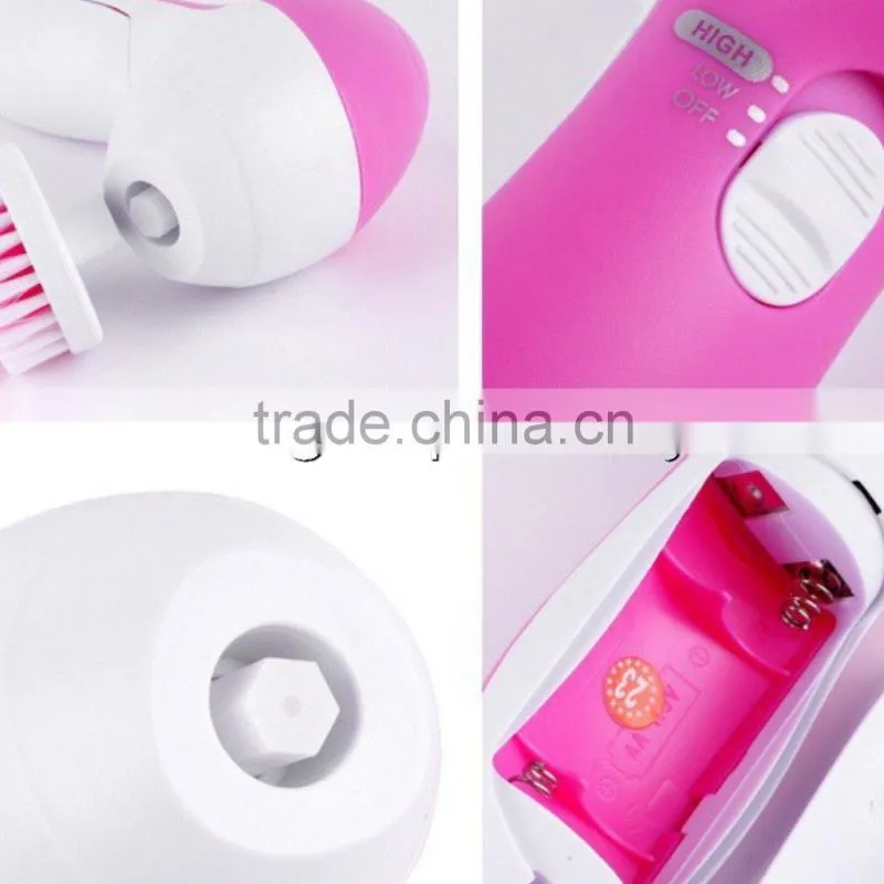 2014 beauty whitening facial cleanser machine face massager 5 In 1 facial brush