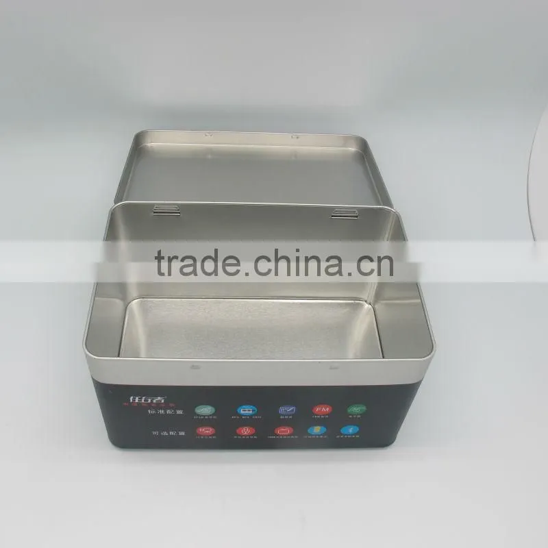 rectangular tin box with printing and beautiful picture for saving food or toy