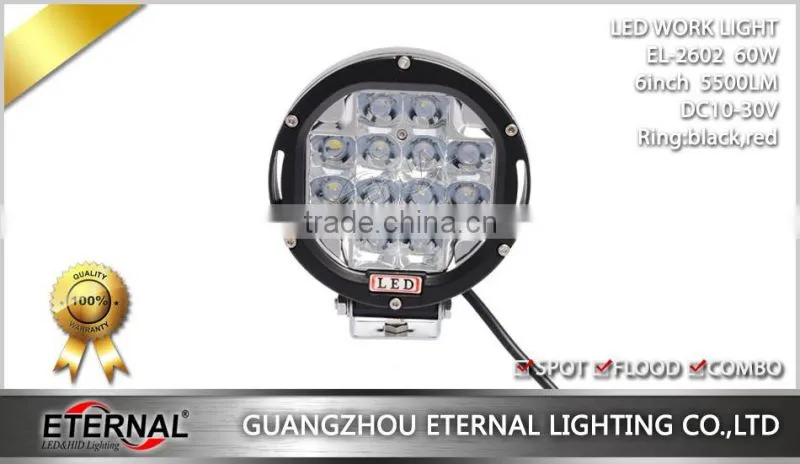 60W work light driving lamp round for 4x4 Jeep offroad hummer SUV ATV bumper high power led driving light spot lamp