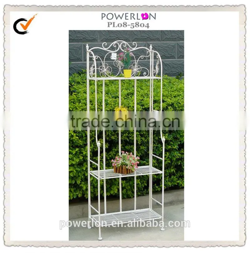 Highly Quality Retro Style Wrought Irons Antirust 4-tier Metal Garden Flower Shelf