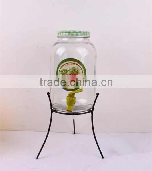 water faucet 5 liter embossed glass juice jar