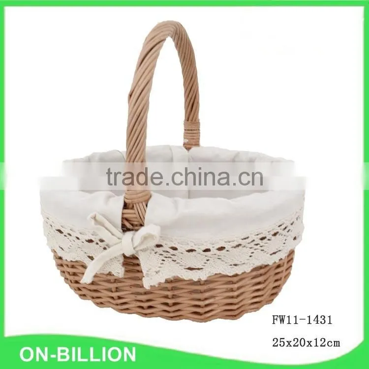 Wholesale set 3 bulk willow wicker woven rattan basket with handle for gift