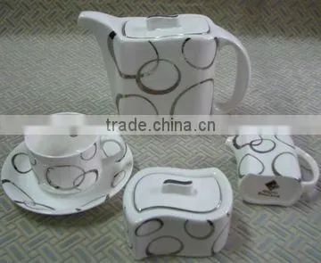 Fine Printing Royal Bone China Ceramic Tea Set
