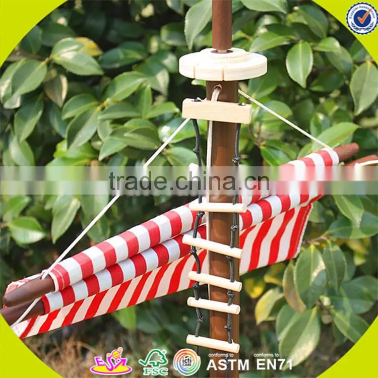 Wholesale DIY 3D baby wooden pirate ship toy handmade kid wooden pirate ship toy cool kids wooden toy pirate ship W03B001