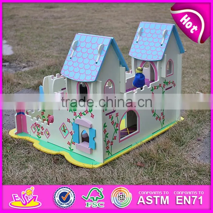 Top fashion kids pretend indoor wooden castle W06A001-S