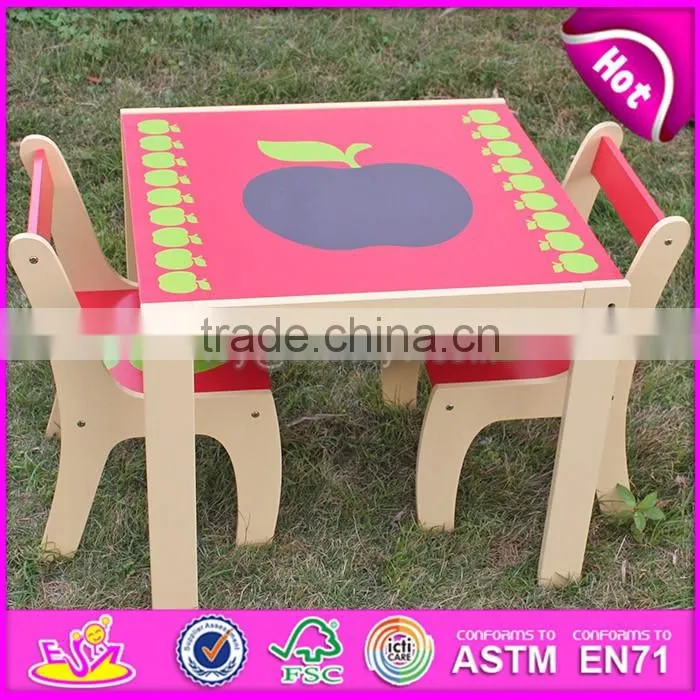 High quality wooden study table and chair set for kids,Dinner table and chair set toy for children W08G091