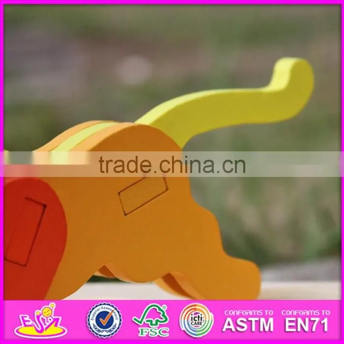 2017 New product funny 3d lion wooden animal puzzles for kids W14G042