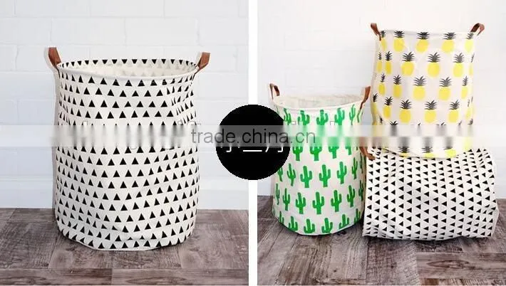 Hotselling Best Quality Canvas Laundry Basket Collapsible Kids Art Storage Boxes With Handle