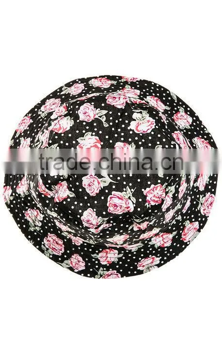 Custom floral round top bucket hat