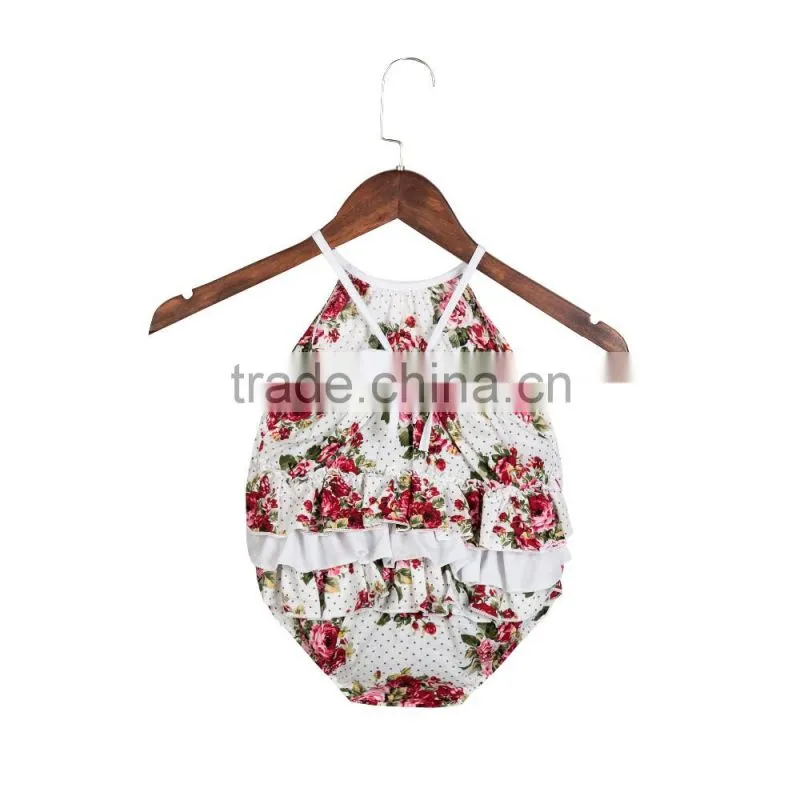 Summer hot sale infant and toddlers clothing romper boutique baby girl floral bubble romper