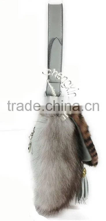 CX-H-20 Genuine Rabbit / FoxFur Leather Handbag
